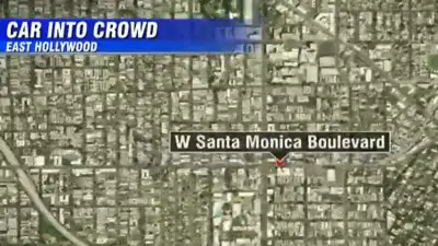 A vehicle drives into a crowd in Los Angeles, injuring 30 people, including at least 3 critically